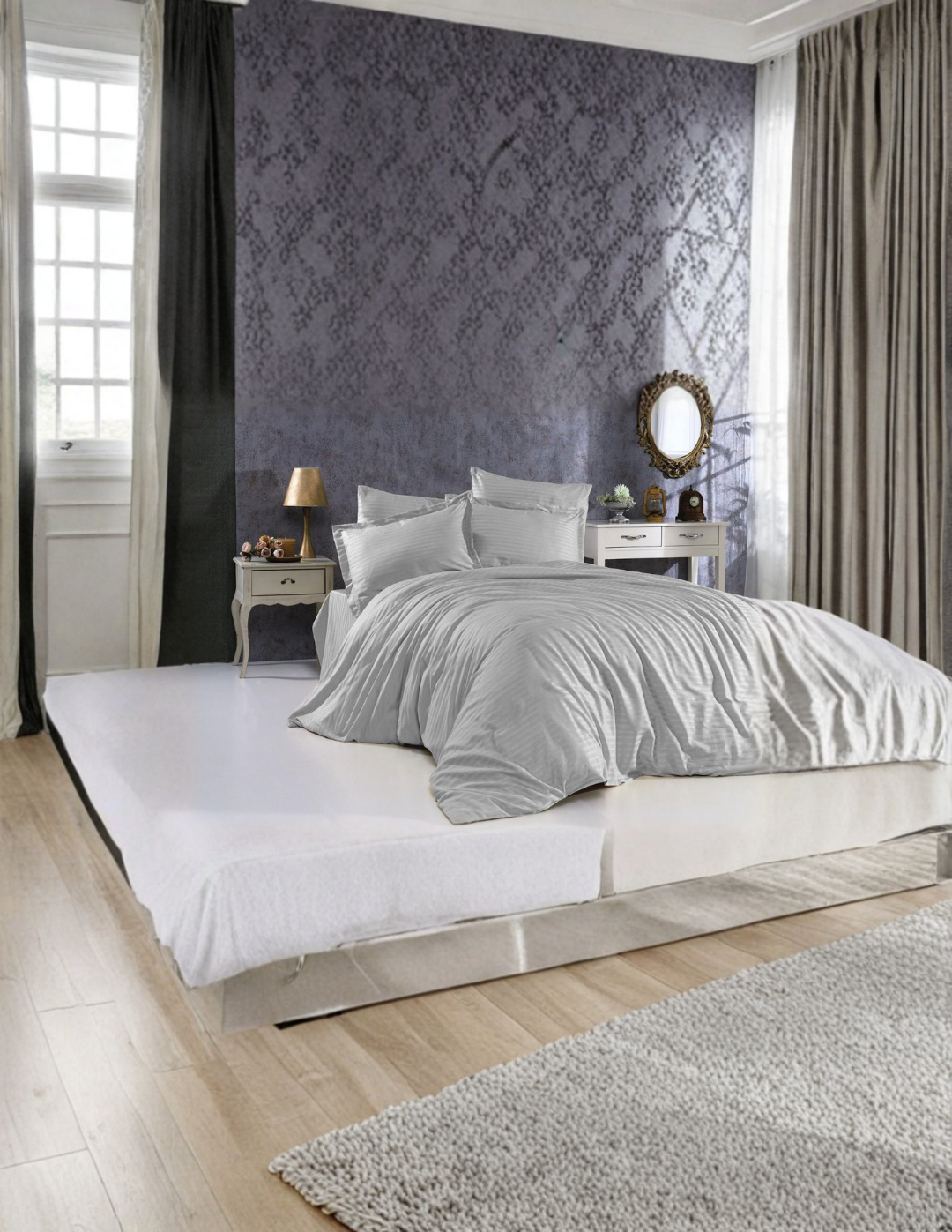 Nevresim Takımı – Çizgili Saten ÇEŞİTLİ RENK