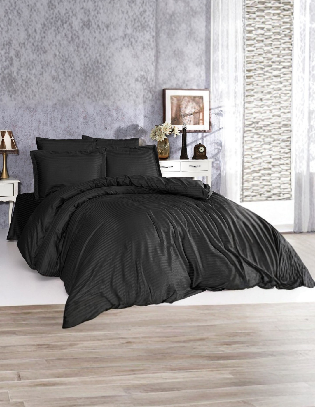 Nevresim Takımı – Çizgili Saten ÇEŞİTLİ RENK