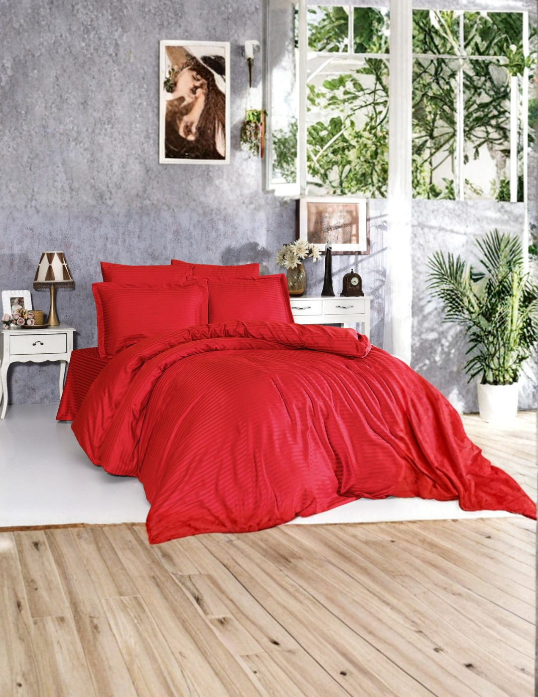 Nevresim Takımı – Çizgili Saten ÇEŞİTLİ RENK