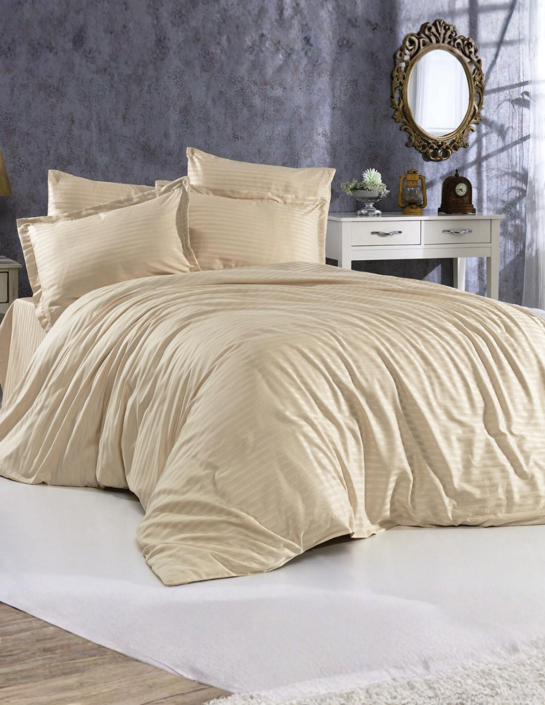 Nevresim Takımı – Çizgili Saten ÇEŞİTLİ RENK